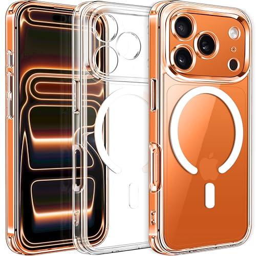 ivoler Klar Magnetisch Hülle für iPhone 17 Pro, [Kompatibel mit MagSafe] [Nie Vergilbung] [Militärischer Schutz] Stoßfest Kratzfest Transparent Schutzhülle Durchsichtige Handyhülle Case | [Kompatibel mit Magsafe] [Schutz in Militärqualität] Magnetische Ladehülle, mattierte, durchscheinende Handyhülle