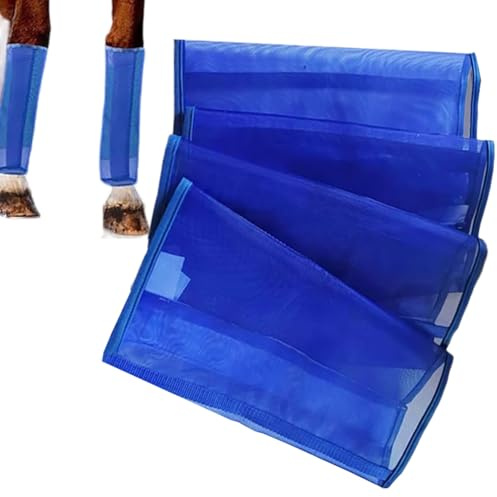 Bottes de protection contre les mouches pour chevaux - Protection confortable - 4 pièces - Protections réglables pour une utilisation dans les fermes