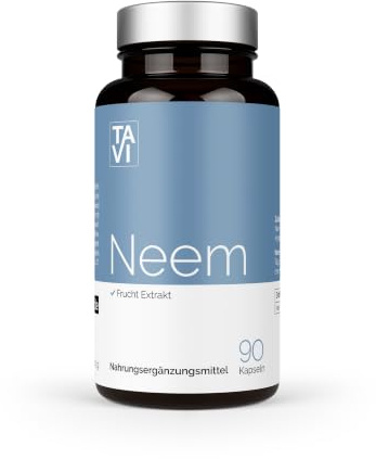 TAVI® Neem Extrakt 10:1 • 90 vegane Kapseln ohne Zusatzstoffe | entspricht 3.600mg • Hergestellt und laborgeprüft in Deutschland