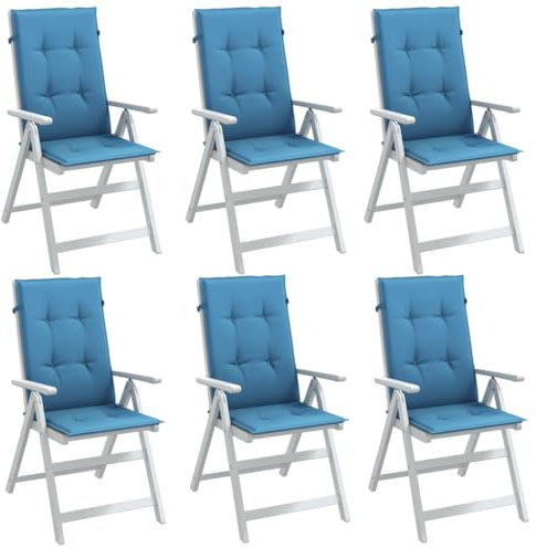 INLIFE Hochlehner-Auflagen 4 STK. Melange Blau 120x50x4 cm Stoff,Heim & Garten,Dekoration,Sitzpolster,Blau,5.15 KG,4002426