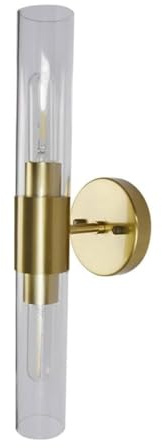 Applique da Parete Moderna in Ottone con Luce Verticale su e Giù con Paralume in Tubo di Vetro Rigato, Attacco E26 E27, per Camera da Letto, Soggiorno, corridoio, Bagno, mobiletto