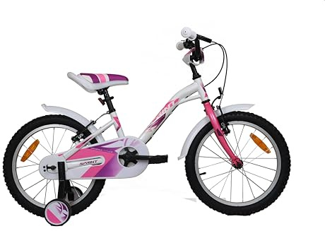 DEPORBIKES ️ Mädchenfahrrad 16 Zoll, 18 Zoll, 20 Zoll | Kinderfahrrad für Mädchen 5-10 Jahre + V-Break-Bremsen + Stützräder | Sicheres Fahrrad ideal für Mädchen (Weiß-Rosa, 18 Zoll)