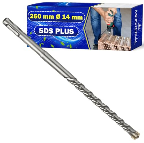 SDS Plus Concrete Drill Bit Ø14x260 mm Made of Steel and Tungsten Carbide | Masonry Drill Bit Can be Used for Brick Walls Stone Reinforced Concrete - MONTERAL