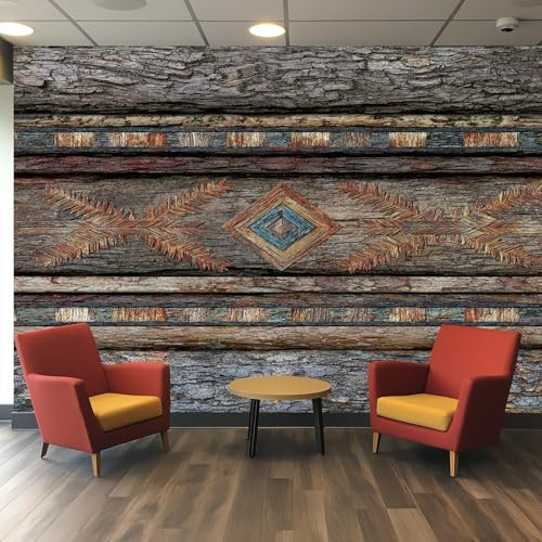 Holzoptik Tapete, Tapete Western Holz 3D Effekt Fototapete Wohnzimmer Schlafzimmer Küche Innen, Holzoptik Wand Deko Wandtapete 500L x 350B cm, Gg9640
