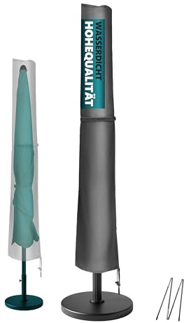 4smile Sonnenschirmhülle für 2 bis 3,5 m - Funktionelle Sonnenschirm Schutzhülle mit Reißverschluss, Stab - Strapazierfähige Schirmhülle, Schutzhülle Sonnenschirm, Polyester Schirmabdeckung, Taupe