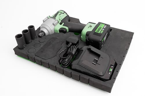 Kielder KWT-180-81 TYPE18 18v Brushless Cordless 1/2 850Nm Mid Torque Impact Wrench Kit, 1 x 4.0Ah Li-Ion TYPE18 Battery, Charger, 3 x Impact Sockets & Eco Case with EVA Foam Insert