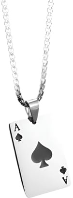 Mädchen-Accessoires 925 Sterling Silber Pik-Ass-Halskette für Männer und Frauen, Tag, quadratisches Herz, Strass, Großbuchstabe, Karte, Poker-Anhänger-Halskette, Spielen