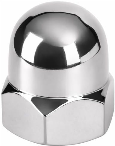Hutmuttern M12 (DIN 1587) | Edelstahl A2 V2A rostfrei | Sechskant-Hutmutter hohe Form | Kappenmutter silber | 10 Stück