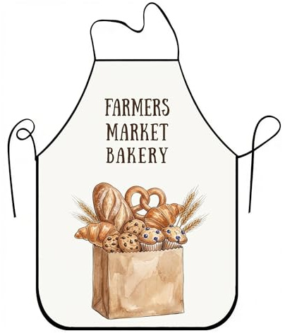 Farmers Market - Delantales de panadería para cocinar, diseño culinario vintage acogedor, diseño culinario, Blanco, 24x31 Inch