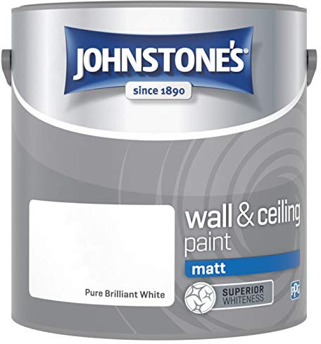 Johnstones No Ordinary Paint One Coat Water Based Matt Ceiling Paint Brilliant White 2.5 Litre