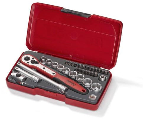 Teng T3834 3/8-Inch Square Drive Socket And Bit Set (34-Piece)