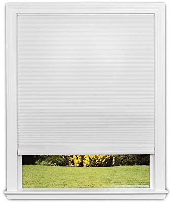 Redi Shade No Tools Easy Lift Trim-at-Home Cordless Cellular Light Filtering Fabric Shade White, 36 W x 64 L, (Fits windows 19- 36)