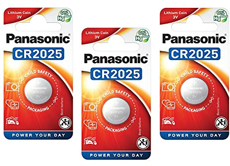 Panasonic Power CR2025 3 Volt Lithium Button Cell Batteries Pack of 3