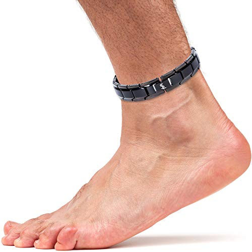 Smarter LifeStyle Elegantes Titan-Fußkettchen für Damen und Herren, verstellbare Armbandlänge mit Größenwerkzeug für perfekte Passform, magnetisches Fußkettchen (schwarz)