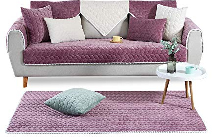 PETCUTE Sofföverdrag, sofföverdrag, halkfri, repskydd, hund, katt, soffa, överkast, hundfilt, hörnsoffa, skyddsfilt, skyddsöverdrag, soffa, skydd för vardagsrum, lila 90 x 210 cm