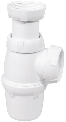 SOMATHERM FOR YOU, Siphon d'évier réglable en hauteur 45-90mm, plastique blanc, évacuation Ø40mm, débit 60L/min, joint intégré, fixation écrou 40/49, garde d'eau 50mm