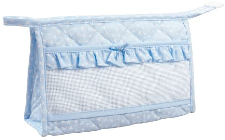 FILET -Trousse de Toilette, Fermeture éclair I Bande en Toile Aïda à Broder I Produit Fabriqué en Italie - Bleu