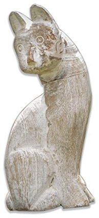 Antikas - Katzen Figur Gartenfigur Holzfigur Tiere Tierfiguren Dekoration - 27 cm x 12 cm