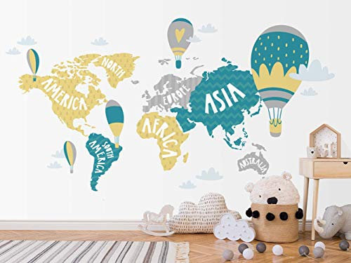 Oedim Fotomural Infantil Vinilo para Pared Continentes | Mural | Fotomural Infantil Vinilo Decorativo |350 x 250 cm | Decoración comedores, Salones, Habitaciones
