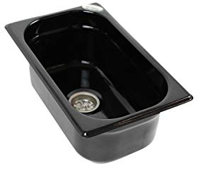 Edelstahl Spülbecken Camping Spüle Waschbecken + Ablauf 265x160x100mm dunkel beschichtet (ad-ideen)