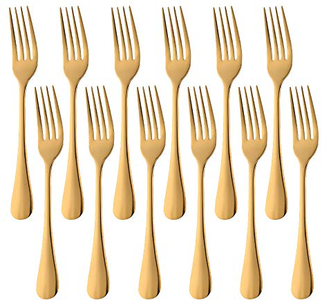 SUNSENGEUR 12-Piece Stainless Steel Dessert Forks – Luxurious Heavy-Duty, 7.3-Inch, Mirror Polished – Ideal for Everyday Use, Restaurants, Weddings & Entertaining