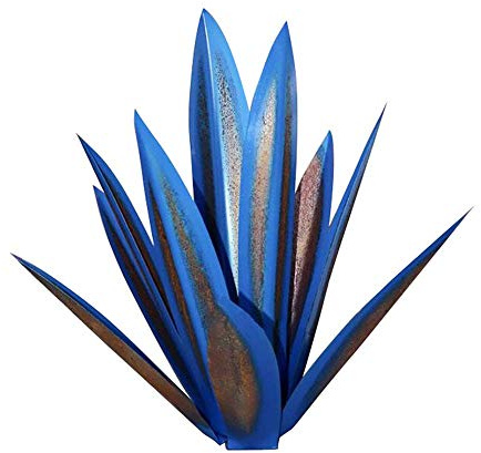 YIWOYI - Tequila artificiale in stile rustico, con pianta di agave, decorazione per cortile, in metallo, decorazione da giardino, grande, 27 cm, colore: blu reale