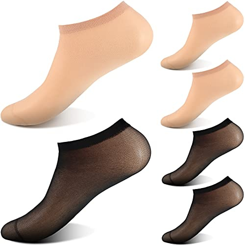 Janmercy 200 Pieces Disposable Try On Socks Nylon Slip On Foot Socks for Guests Women Men(Black, Nude)
