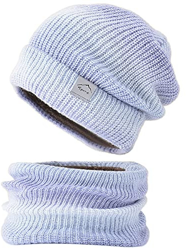 WANYIG Wintermütze Strickmütze mit Schal Damen Warme Mütze Beanie Herbst Winter Schal und Mütze Set 56-60CM