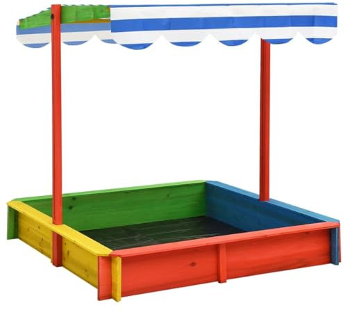 vidaXL Sabbiera con Tetto Regolabile in Legno Abete Multicolore UV50