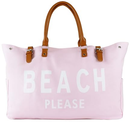 Lamyba Strandtasche für Damen, XXL Familien-Schwimmtasche, wasserdicht und sanddicht, stilvoll, geeignet für Strand, Pool, Fitness und Reisen,Rosa
