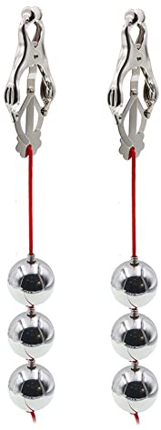 Jinqian 3 Kugel Nippelgewichte Edelstahl Nippelklemmen Set Brustwarzen Ball Stretcher Klitoris Schamlippen Klemmen Nippel Clamps BDSM Erotik Sexspielzeug für Frauen & Männer