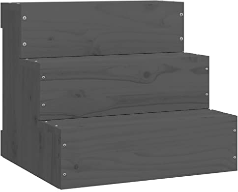 vidaXL Escalera para Mascotas Perros Gatos Sofá Madera Maciza de Pino Gris