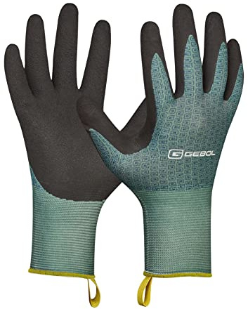 Gebol Mentha - 1 par de guantes de jardinería para niños de 6 a 12 años, con revestimiento de espuma de látex, guantes de trabajo para niños de 6 a 12 años, color verde