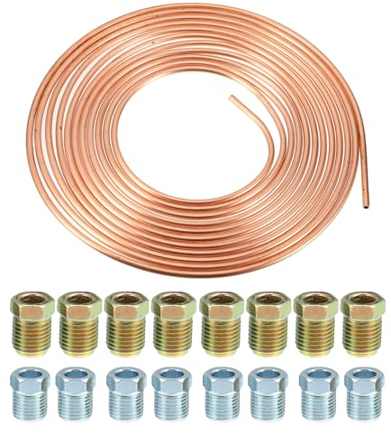 QUARKZMAN Auto Bremsleitung Schlauch Satz 5/16 25ft Kupfer Beschichtet mit 16 Anschlüssen