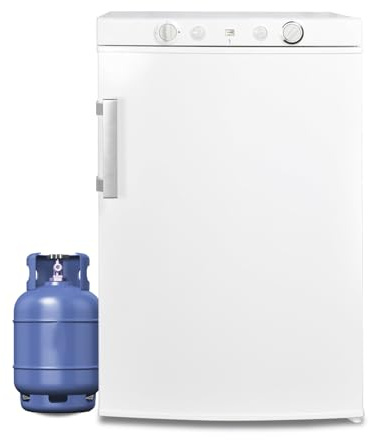 Smad Kühlschrank 12V 230V Gas, Kombinierter Kühlschrank mit Gefrierfach 100L, für Camping, Haus, Wohnwagen, Garage, Gite, Weiß