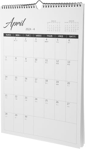 STOBOK Guten Tag Kalender Feiertagskalender Zum Aufhängen 2023-2024 Englischer Wand Vertikaler Hänge 2024-2025 Monats Zubehör A3 Papier Gitter