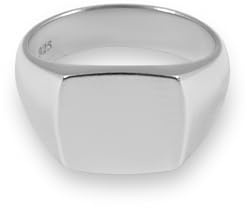 Herren Ring Siegelring Silber massiv rund eckig aus 925 Sterling Silber poliert für Gravur Geschenk (54)