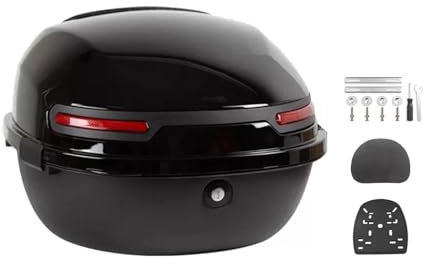 PALE Motorrad-Topcase, Motorrad-Koffer, Heckklappe, Roller-Helmgepäck Mit Montagezubehör for Motorräder Und Motorroller Mit Gepäckträgern (Color : Nero)