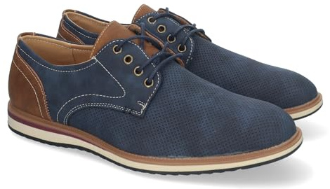 shoes&blues.es Zapatos Hombre Elegantes con Detalles en Contraste, Suela Antideslizante, Puntera Redondeada y Cierre de Cordones Ideal para Eventos.