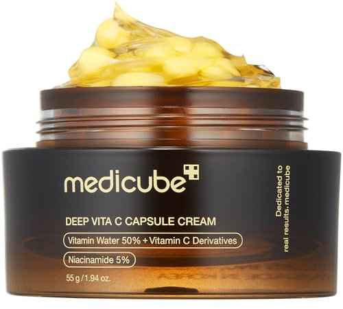 medicube Hidratante Facial Deep Vitamin C Golden Capsule, Cápsulas Liposomales Para Arrugas, Gel Transparente Para Una Piel Radiante Y Luminosa, Para Un Cuidado De La Piel Coreano De 1.94 Onzas