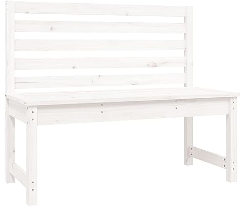 Makastle Gartenbank Holz, wetterfest Parkbank Balkonbank Holzbank Sitzbank Garten Sofa Bank Gartenmöbel für Balkon, Terrasse & Garten, Weiß 109 cm Massivholz Kiefer