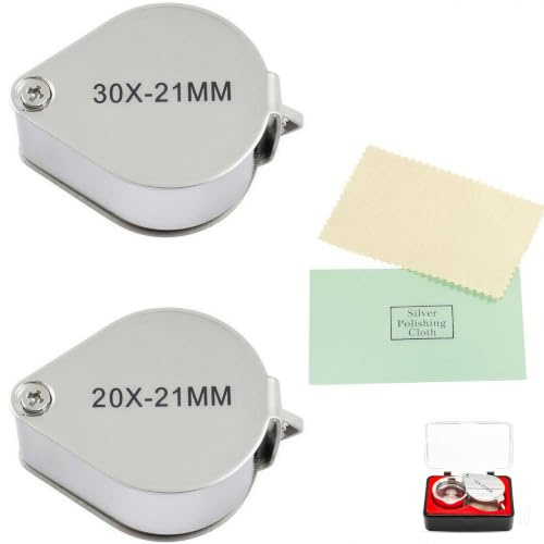 NIYATA Loupe Bijoutier 30x et 20x, Jewelers Magnifier Argent grossissement pour bijoutiers antiquités Montres Pierres journaux Livres