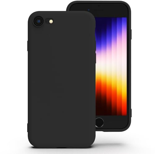 Zuvirelx Silikon Handyhülle für iPhone SE 2nd 3rd 2020/2022, iPhone 8/7 Hülle, Weiches Griff, Dünne, Minimalistisch, Stoßfest, rutschfest, Taschenpassend - Schwarz