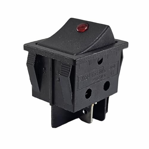 Wippschalter, 4 Pin 16A 250VAC 30x22mm Wippe mit roter Punktbeleuchtung