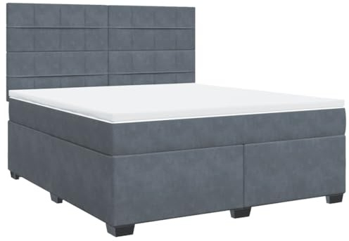 vidaXL Boxspringbett mit Matratze Dunkelgrau 180x200 cm Samt