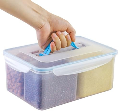 Dispensador Triple De Cereales For Alimentos Secos: Recipiente De Almacenamiento Clásico For Copos De Maíz, Dulces, Lentejas, Nueces, Frijoles Y Granola, Almacenamiento Del Dispensador De Cereales(Blu