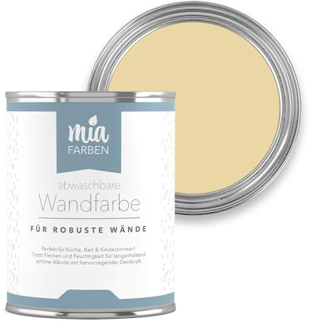 miafarben abwaschbare Wandfarbe matt 2,5L (Leichte Goldblüte) | Strapazierfähig & feucht abwischbar – hochdeckende, matte Innenfarbe für Küche, Flur, Bad & Kinderzimmer