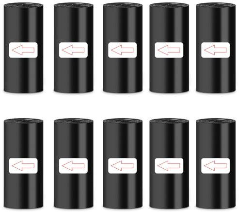 Zhufas Bolsas de basura, 90 unidades, 10 rollos, pequeñas bolsas de basura para coche, hogar, alimentos, cocina, color negro