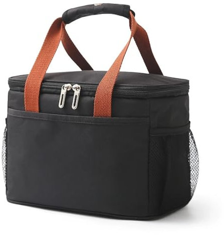 Wärmedämmende Lunchtasche mit großer Kapazität, Oxford-Stoff, Aufbewahrung von Lebensmitteln, Picknicktaschen, tragbare Kühlbox-Taschen Geeignet für Camping, Grillen, Reisen, Einkaufen(Black,S)