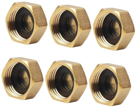 JOINPAYA 6pcs 1/2 Inch Brass Female Blanking Cap Hose End Cap Seal Washer for Garden Hose Radiator Valve Plumbing Stop Pipe Fittings